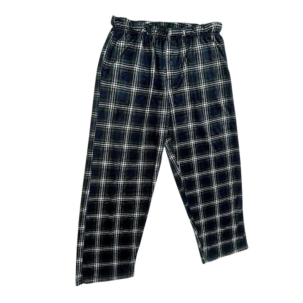 Preswick & Moore Premium Men’s Plaid Pajamas Silky Fleece XL Navy Green - Picture 2 of 16